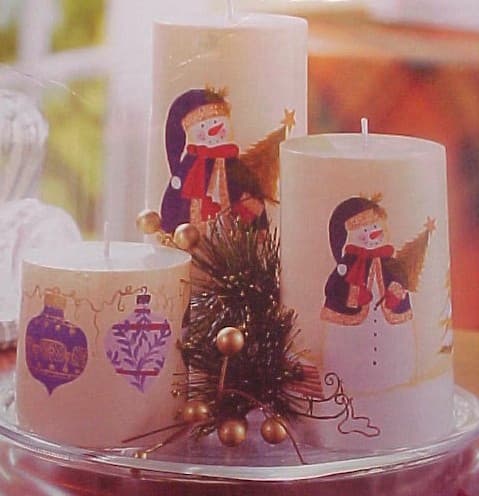 Home Trends Natural Holiday Collection Candle gift set: "Painted Snowman" - Image 1