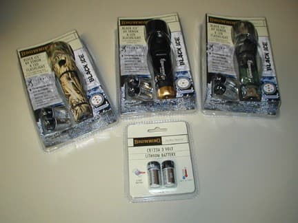 Browning CR123A lithium batteries sold with Browning Black Ice flashlights - Image 1
