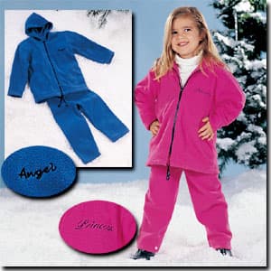 Two-piece fleece pant set with long waist drawstring on jacket - Image 1