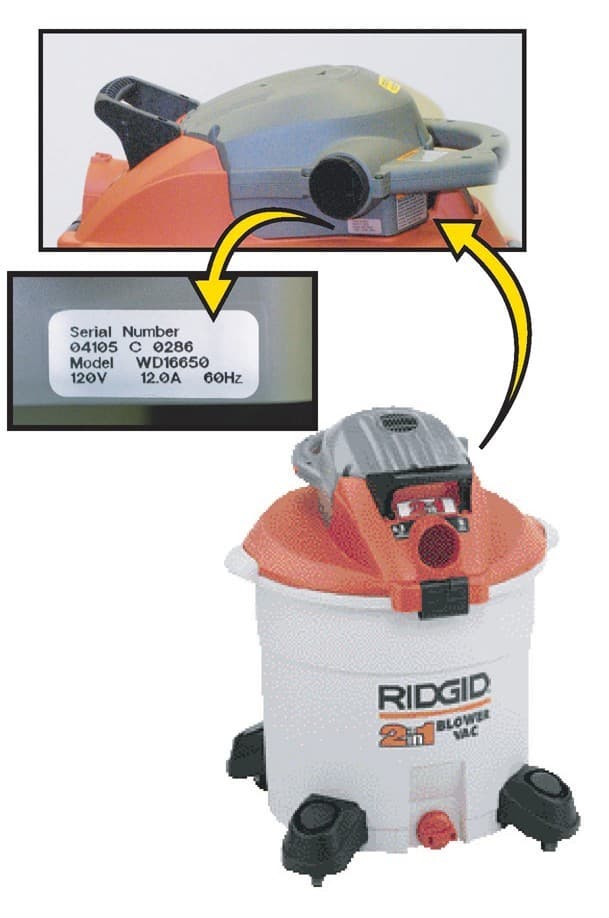 Ridgid® 16-Gallon, Model WD16650 2-in-1 Blower Vac - Image 1