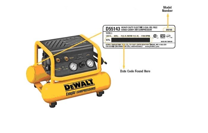 DeWalt Model D55143 Three-Gallon Hand-Carry Oil-Free Air Compressor - Image 1