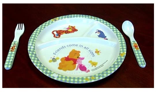 Winnie the Pooh Plate Set with plastic fork and spoon - Image 1