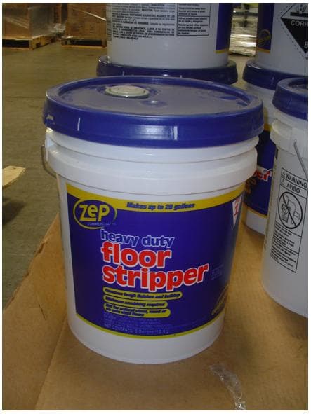 5-gallon sizes of "Zep Industrial Purple Cleaner & Degreaser," and "Zep Heavy Duty Floor Stripper" - Image 1