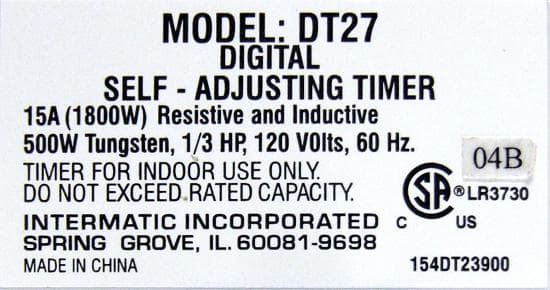 Intermatic DT27 Digital Self-Adjusting Timers - Image 3