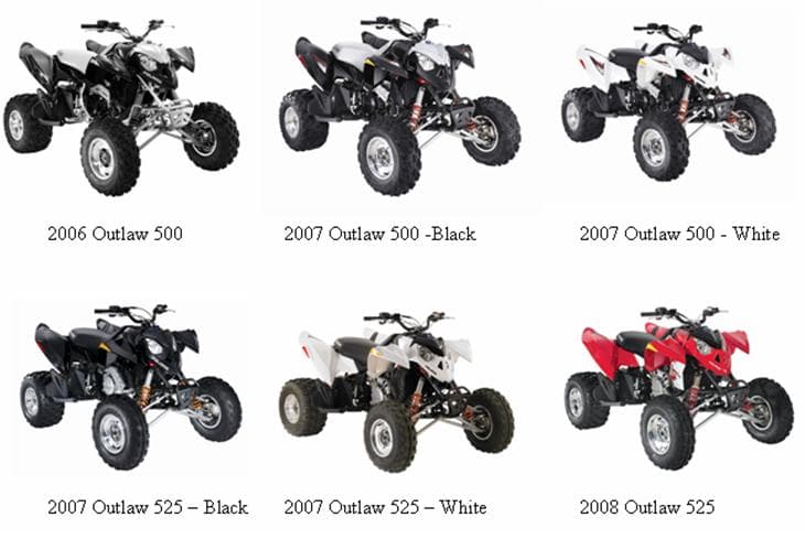 Select "Outlaw IRS" ATVs, Model Year 2006-2008 - Image 1