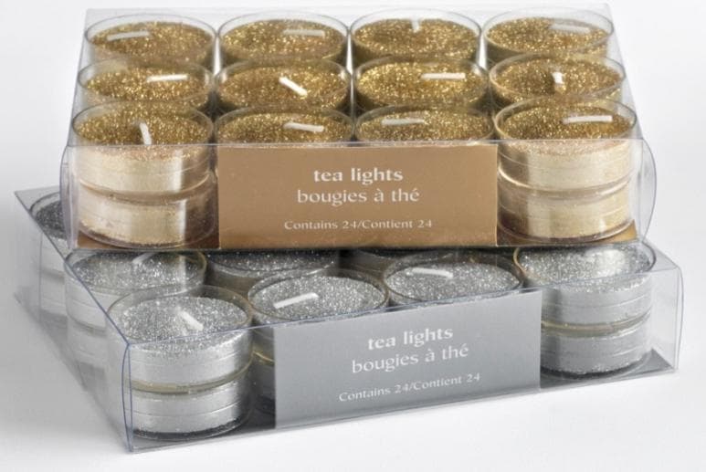 Silver Glitter Tea Lights; Gold Glitter Tea Lights - Image 1