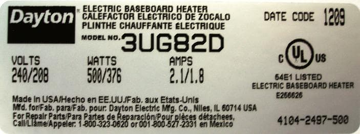 Dayton Electric Baseboard Heaters - Image 2