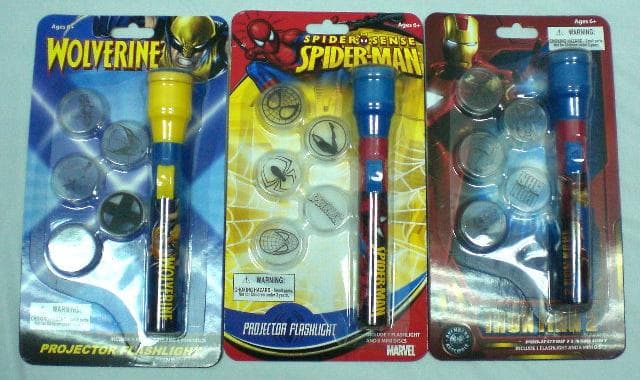 Wolverine, Spider-Man and Iron Man 2 Projector Flashlights - Image 1