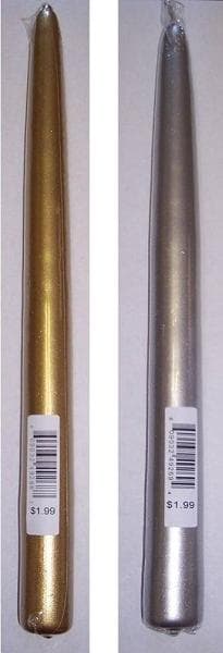 Silver and Gold Metallic Taper Candles - Image 1