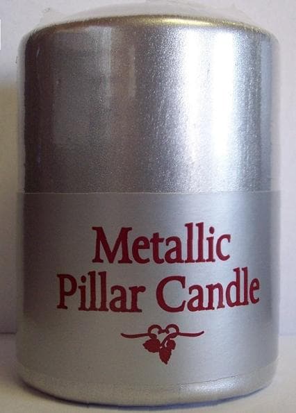 Silver Metallic Pillar Candles - Image 1