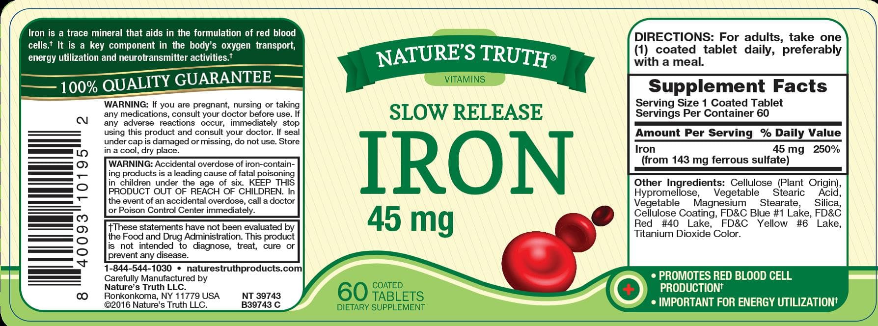 Nature's Truth Slow Release Iron Supplements - Image 3