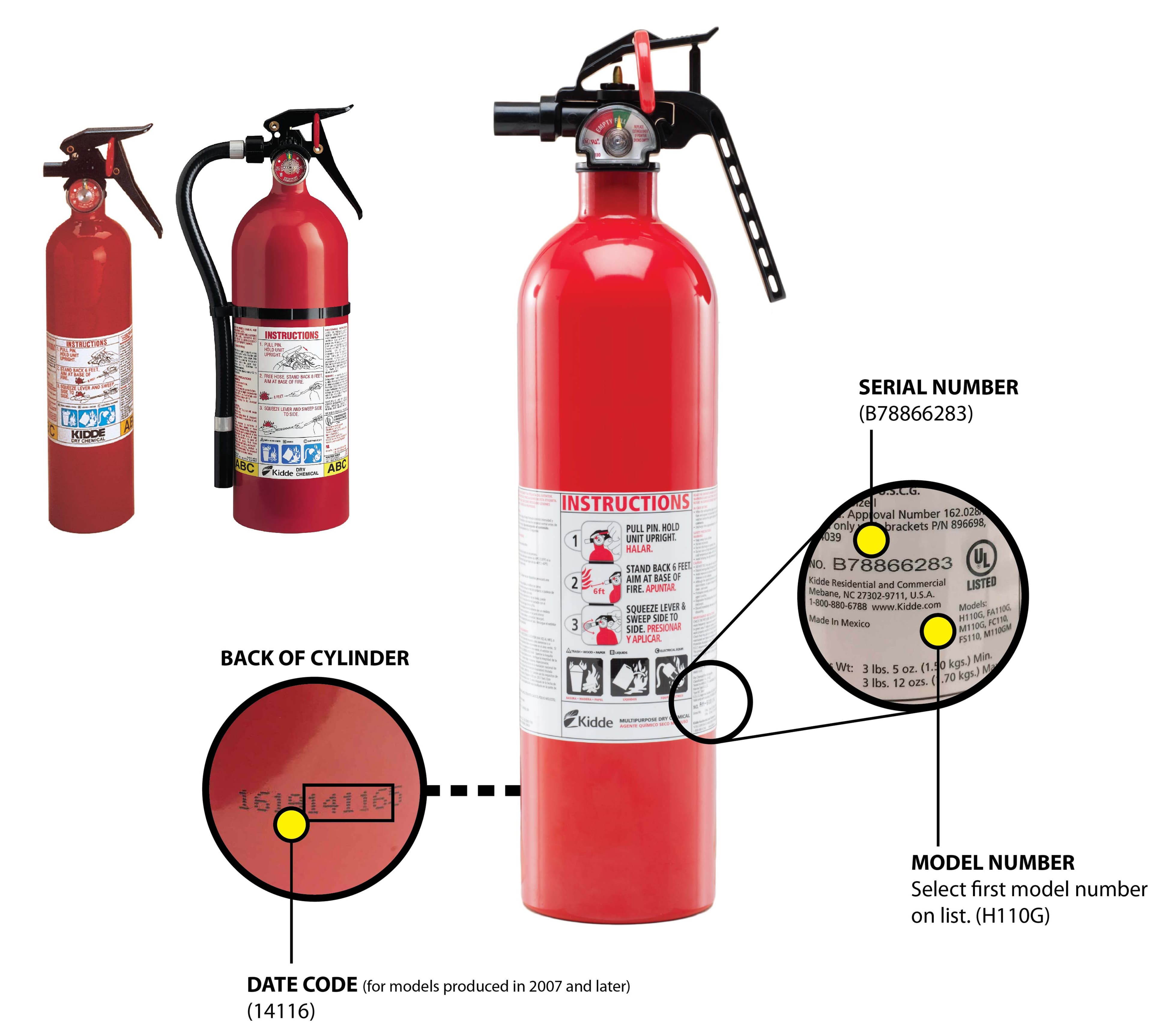 Kidde fire extinguishers with plastic handles - Image 1