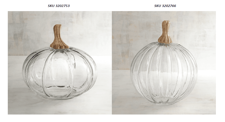 Glass pumpkins with wooden stems - Image 1