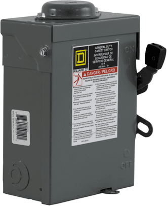Square D brand General Duty 30 & 60A, 120/240-volt, 2-phase and 3-phase NEMA 3R Safety Switches - Image 1