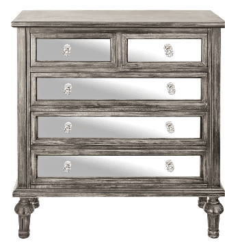 Black Wash Mirrored Chests and Six-Drawer Camille Chests - Image 1