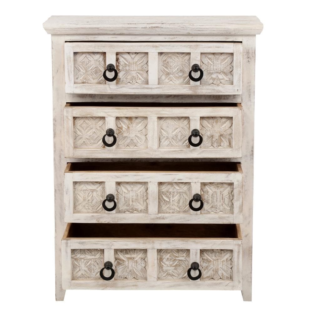 Home Decorators Collection Print Block 4-Drawer Whitewash Chest - Image 1