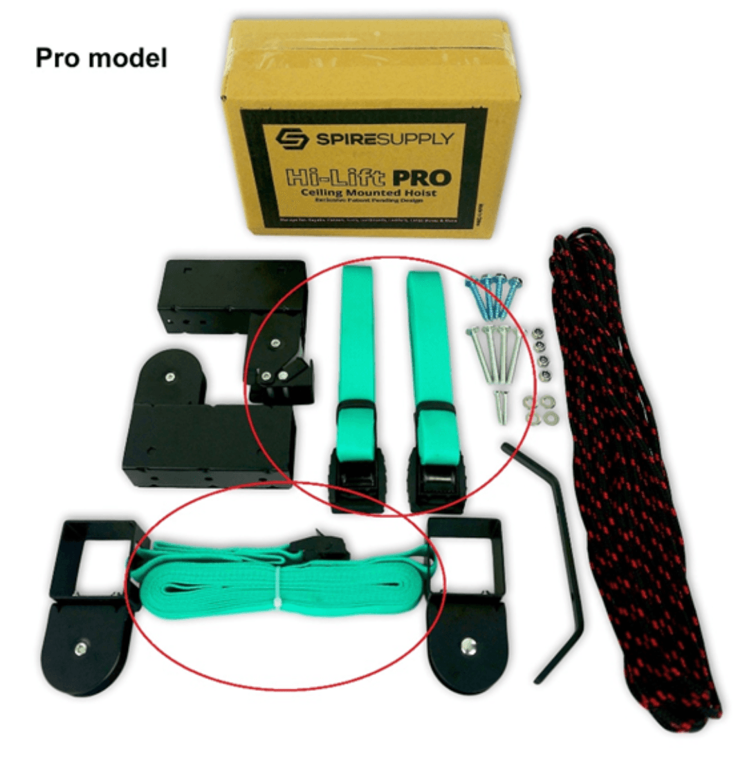 Hi-Lift Storage Hoist Classic and Pro models sold with green polypropylene straps - Image 3