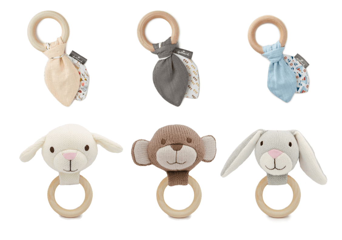 Teether Rings with Decorative Fabric and Plush Attachments - Image 1