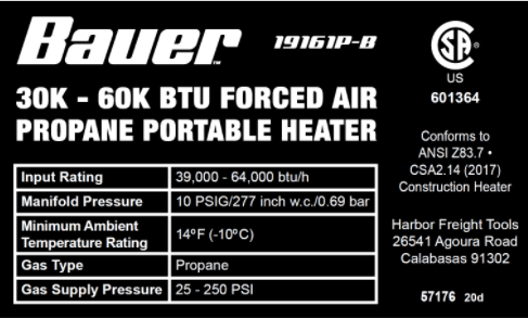 Bauer Forced Air Propane Portable Heaters - Image 2