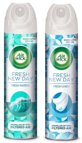 AirWick Fresh New Day® aerosol air fresheners - "Fresh Linen" and "Fresh Waters" scents - Image 1