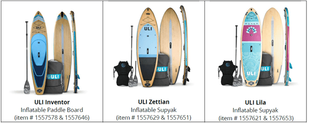 Body Glove Tandem Inflatable Stand Up Paddle Board, ULI Inventor Inflatable Paddle Board, ULI Zettian Inflatable Supyak and ULI Lila Inflatable Supyak - Image 2