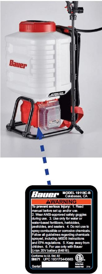 Bauer 20V Battery-Powered 4-Gallon Backpack Sprayers - Image 2
