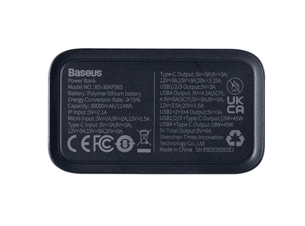 Baseus 65W 30000mAh Portable Chargers (model number BS-30KP365) - Image 3