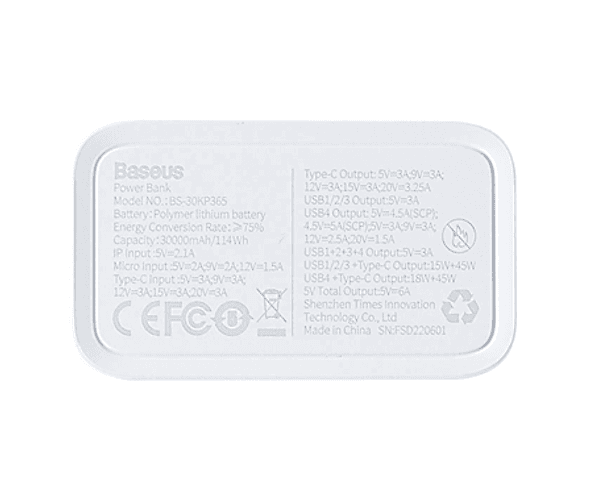 Baseus 65W 30000mAh Portable Chargers (model number BS-30KP365) - Image 4