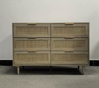 Rattan 6-Drawer Dressers - Image 1