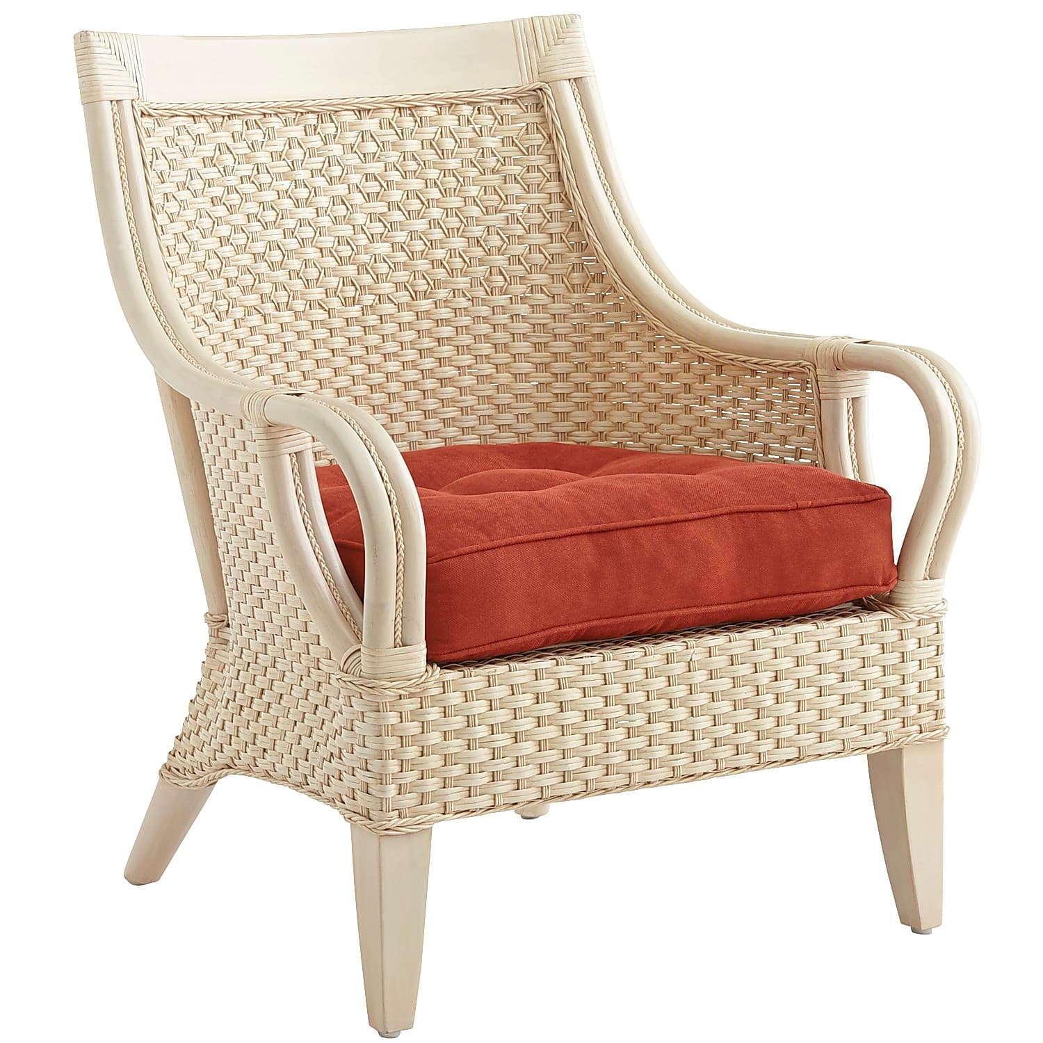 Temani ivory wicker chair, settee and ottoman - Image 1