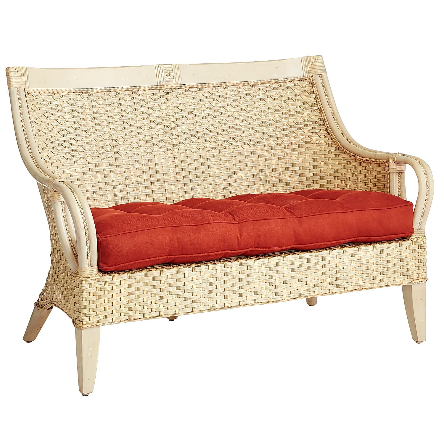 Temani ivory wicker chair, settee and ottoman - Image 2