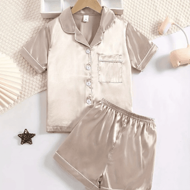Children's Button-up Short-Sleeve/Shorts Two-Piece Pajama Sets - Image 1