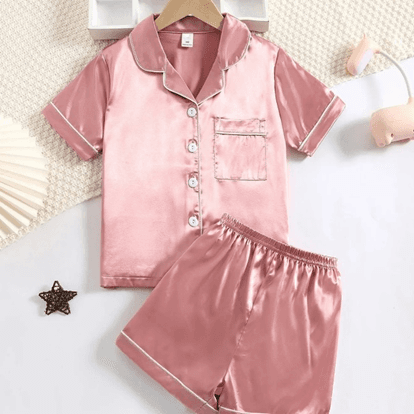 Children's Button-up Short-Sleeve/Shorts Two-Piece Pajama Sets - Image 3