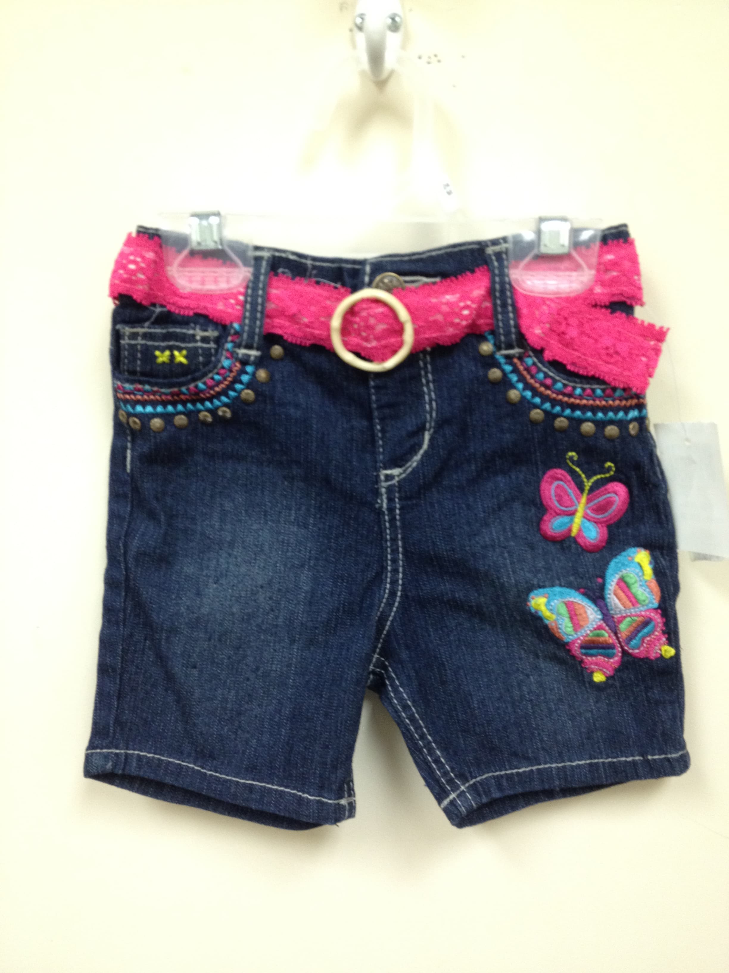 Pink Angel Embroidered Girls' Denim Shorts - Image 1