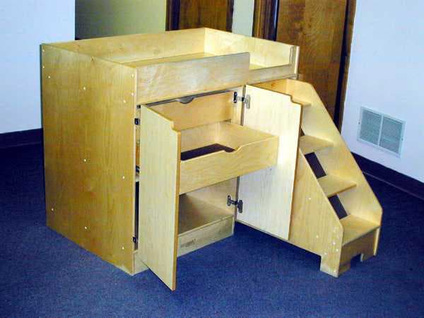 Wooden Changing Table with Steps - Image 1