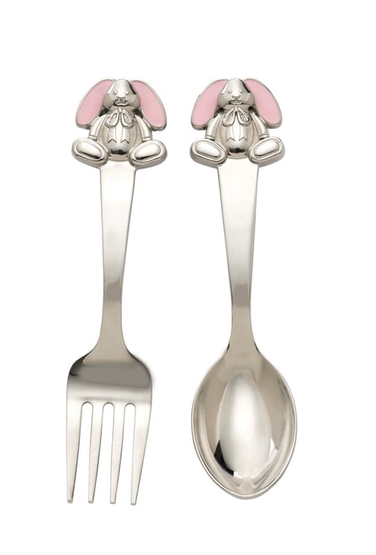 Gingham Bunny forks and spoons for babies - Image 2