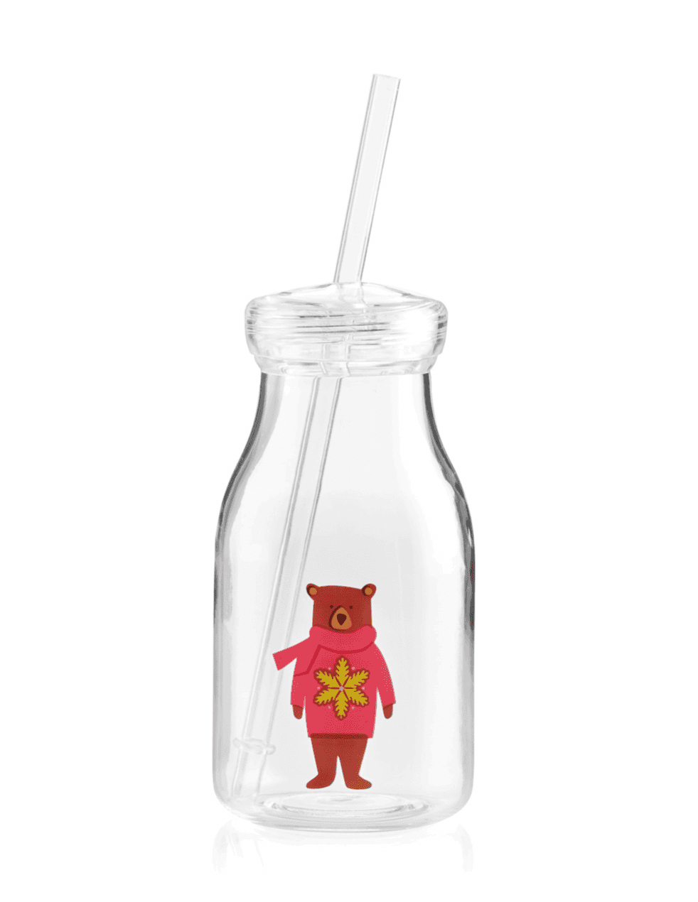 Crate and Barrel Holiday Bear Acrylic Milk Bottles - Image 1