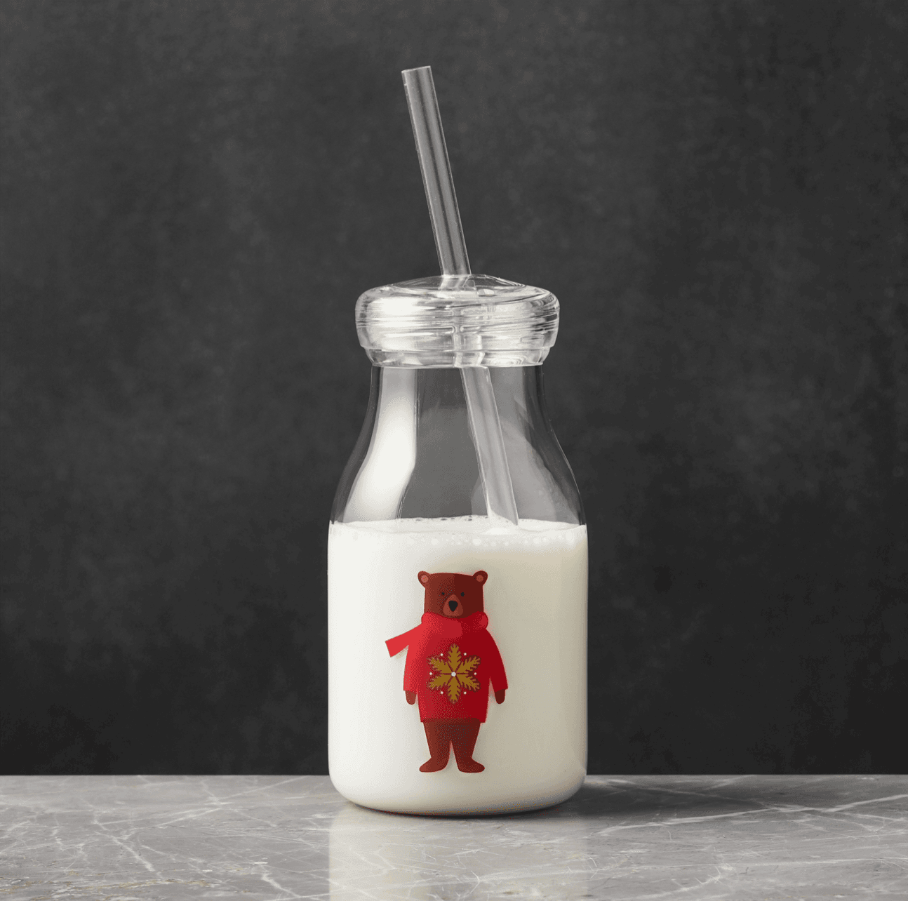 Crate and Barrel Holiday Bear Acrylic Milk Bottles - Image 2