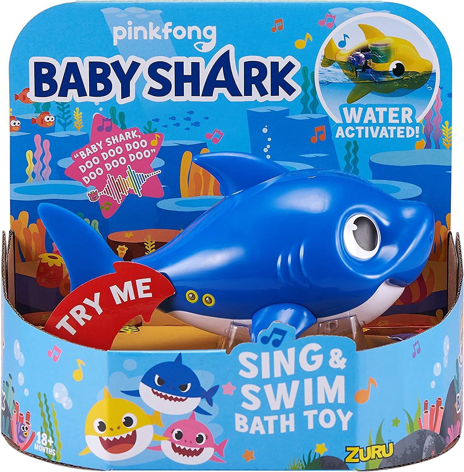 Robo Alive Junior Baby Shark Sing & Swim Bath Toys (full-size) and Robo Alive Junior Mini Baby Shark Swimming Bath Toys (mini-size) - Image 2