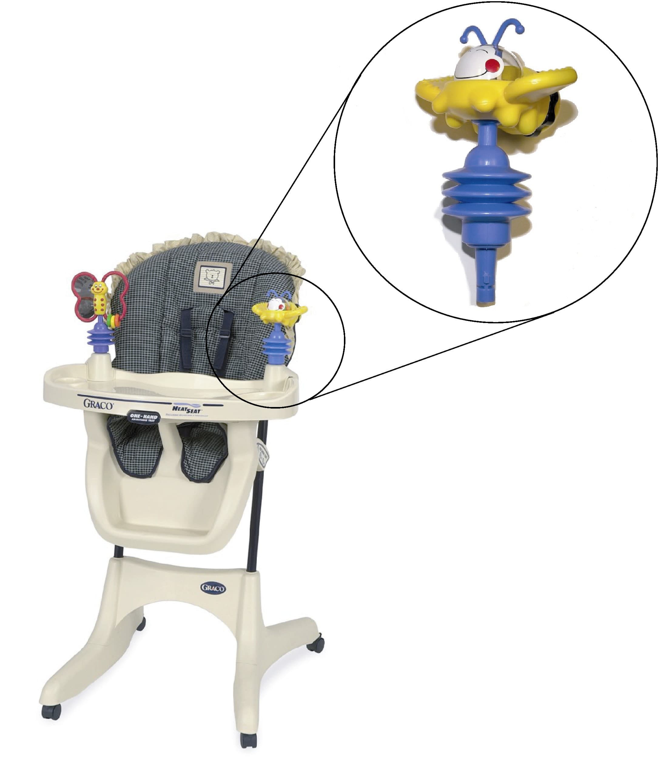 Bumble Bee Toys with blue antennae sold with certain Graco high chairs and Graco mobile entertainers, and also sold separately as an accessory and replacement part - Image 3