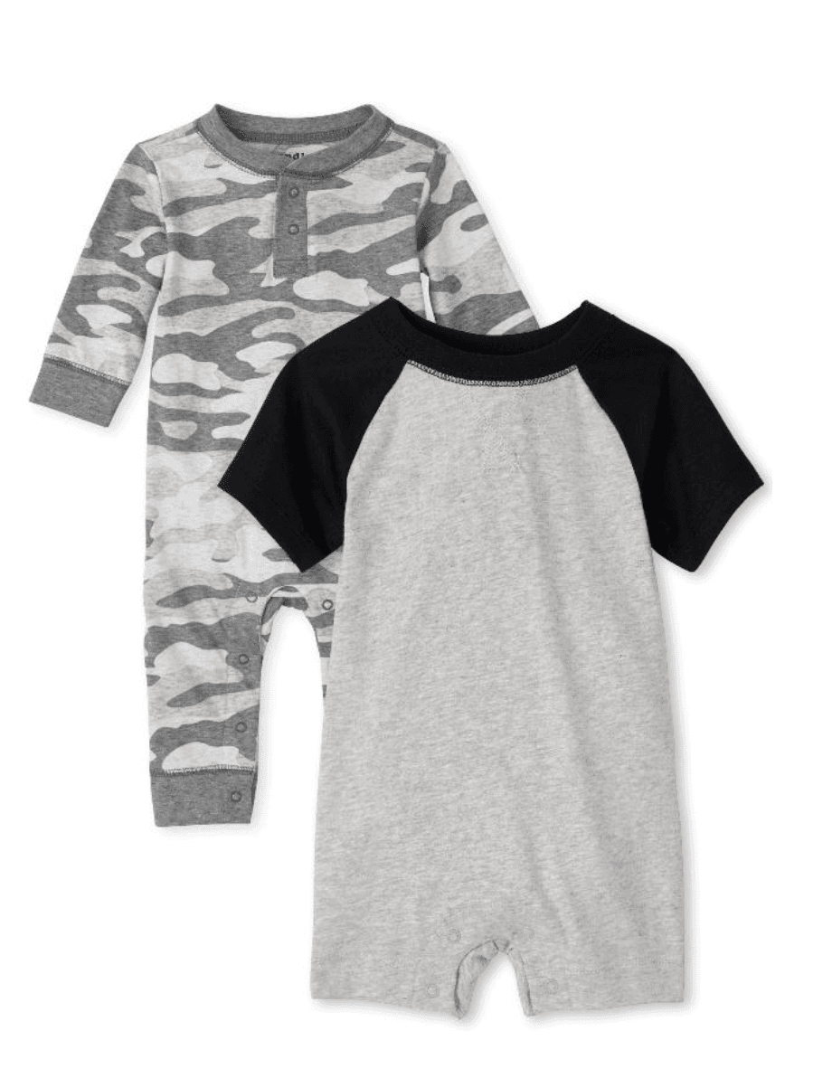 Baby Boy Dino Rompers and Baby Boy Camo Rompers Two Pack - Image 2