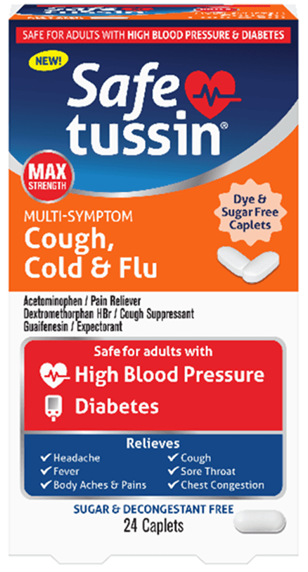 Safetussin Max Strength Multi-Symptom Cough, Cold and Flu tablets blister packs - Image 1