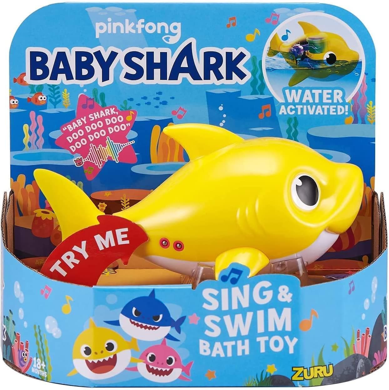 Robo Alive Junior Baby Shark Sing & Swim Bath Toys (full-size) and Robo Alive Junior Mini Baby Shark Swimming Bath Toys (mini-size) - Image 1