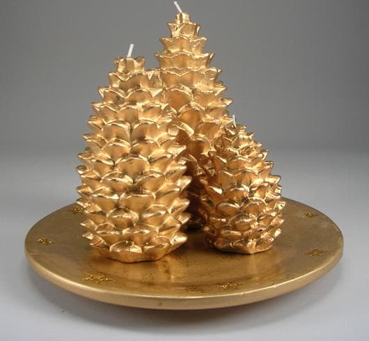 Gold Pine Cone Candle Sets - Image 2