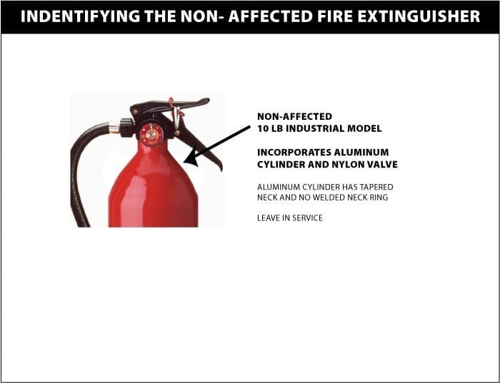 Kidde 10 lb. industrial dry chemical fire extinguishers with black plastic Zytel® nylon valves in steel cylinders manufactured between 1991 and 2000 - Image 2