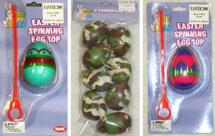 Camouflage Eggs and Spinning Egg Top Toys - Image 1