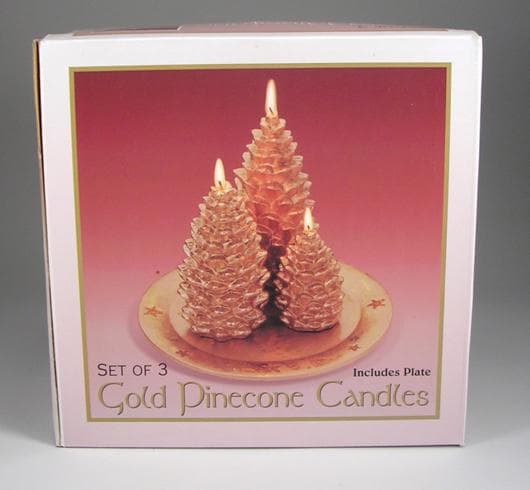 Gold Pine Cone Candle Sets - Image 1